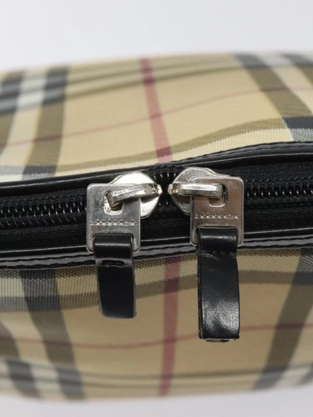 BURBERRY Nova Check Hand Bag PVC Beige Silver Auth 127268 - Picture 12 of 16